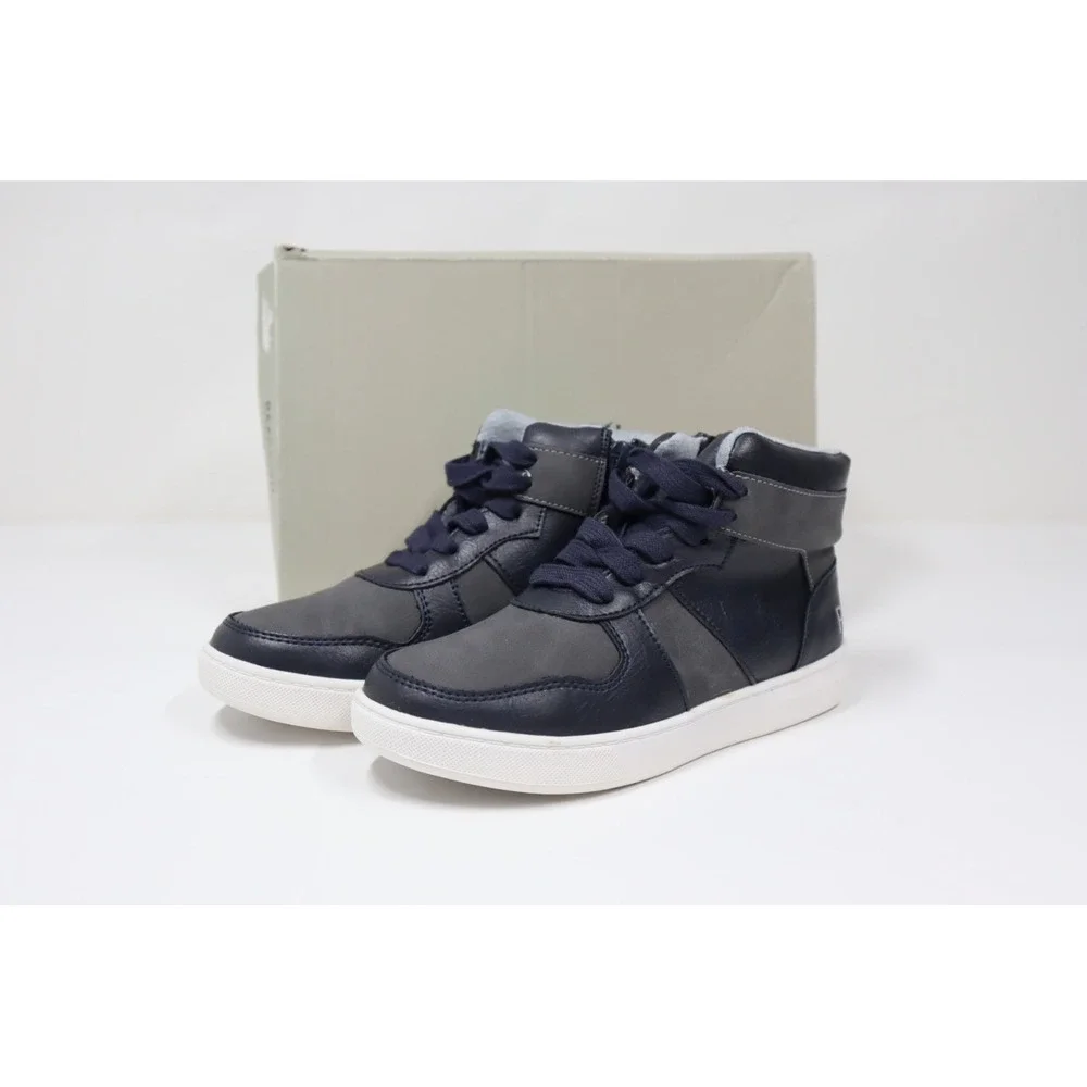 Reaction Kenneth Cole Boys Liam High‎ Top Sneakers - Navy, Grey - Size 2/13.5